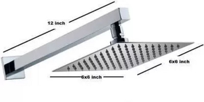 Ramya 6x6 Premium Quality SS Ultra Slim Square Rain Shower Head With 12inch Square Arm Shower Head