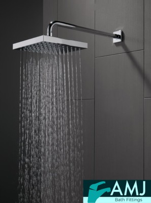 AMJ 8x8 American Design ABS Overhead Chrome Polished Finish with 12inch Round Arm Shower Head