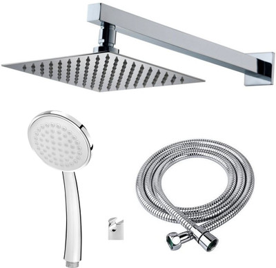 Adivta Shower 6 Inch with 21 Inch Square Arm With Round Hand shower 1.5 meter Hose Pipe Shower Head