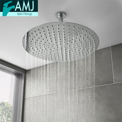 AMJ 4x4 Chrome Rainfall Shower Head Stainless Steel with 9inch Round Ceiling Arm Shower Head