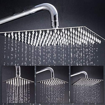 ZAP Hexa Ultra Slim Square 12 Inch Curve Overhead Shower with 18 Inches Arm - Shower Head