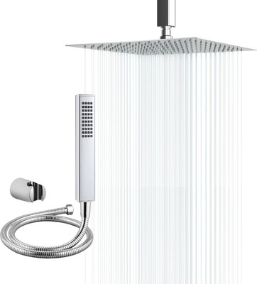 Adivta Shower 6 Inch with 9 Inch J Bend Arm With TF Hand shower 1.5 meter Hose Pipe Shower Head