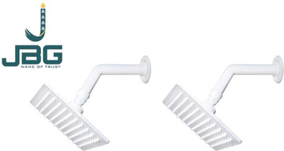 JBG by NA Plastic Bathroom Shower Head With Arm Square (4 x 4) Pack of 2 Shower Head