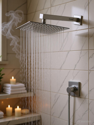Prestige 6"x6" Stainless Steel Ultra Slim Shower with 15inch Arm Shower Head