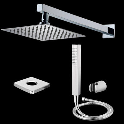Adivta Shower 10 Inch with 12 Inch Square Arm With TF Hand shower 1.5 meter Hose Pipe Shower Head