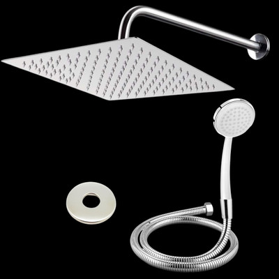 Adivta Shower 10 Inch with 18 Inch J Bend Arm With Cubo Hand shower 1.5 meter Hose Shower Head