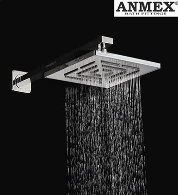 ANMEX MAZE HeavyDuty Mirror SS304 Overhead ShowerHead & Square Arm (8X8 + 24inch Arm) Shower Head