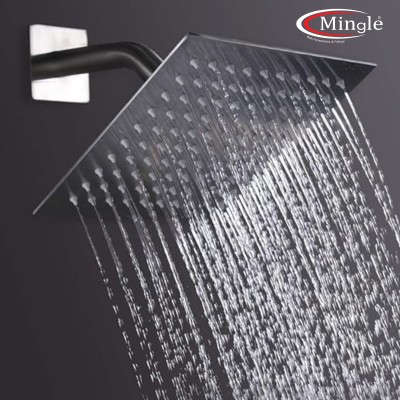 Mingle Ultra Slim High Pressure Rainfall Shower 6 Inch With 9 Inch Full Round Arm Shower Head