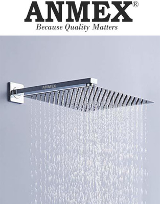 ANMEX 10x10 Ultra Slim Square Rain with Brass Nuts and 15inch SS Square Shower Arm Shower Head