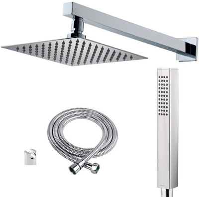 Adivta Shower 8 Inch with 12 Inch Square Arm With TF Hand shower 1.5 meter Hose Pipe Shower Head
