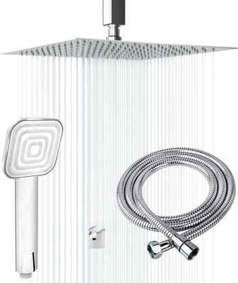 Adivta Shower 6 Inch with 15 Inch Ceiling Arm With Cubo Hand shower 1.5 meter Hose Pipe Shower Head
