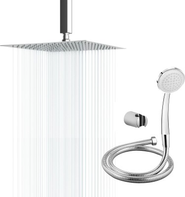 Adivta Shower 4 Inch with 9 Inch Ceiling Arm Round Hand shower 1.5 meter Hose Pipe Shower Head