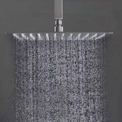 Adivta Overhead Shower With Square Ceiling Arm 12x12+15 Inch Shower Head