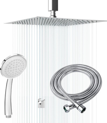 Adivta Shower 6 Inch with 21 Inch Ceiling Arm Round Hand shower 1.5 meter Hose Pipe Shower Head
