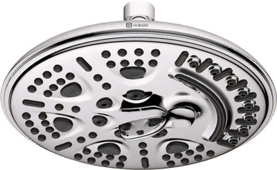 InBath by InBath ABS 8 Inches Round 6 Flow Overhead Shower For Bathroom Chrome Finish Showerhead Shower Head