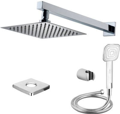 Adivta Shower 10 Inch with 12 Inch Square Arm Cubo Hand shower 1.5 meter Hose Pipe Shower Head