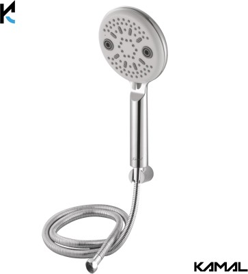 KAMAL Hand Shower Gio Multiflow (White & Grey) With SS Flexible Tube 1.5 Mtr (150cm) & Wall Hook Shower Head