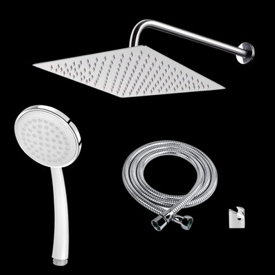 Adivta Shower 12 Inch with 21 Inch J Bend Arm With Cubo Hand shower 1.5 meter Hose Shower Head