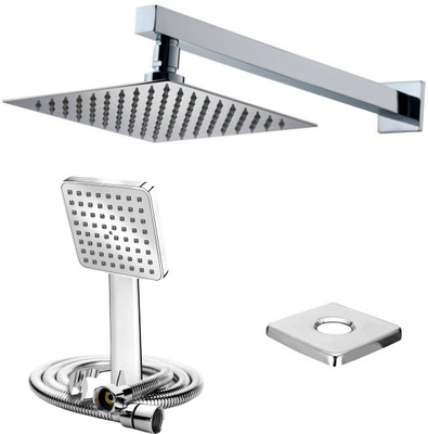 Adivta Shower 10 Inch with 12 Inch Square Arm With Hand shower 1.5 meter Hose Pipe Shower Head