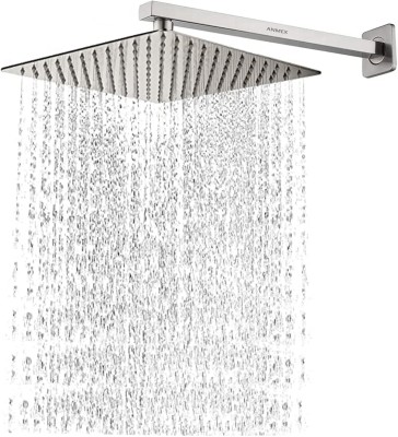 ANMEX SS304 UltraSlim HighPressure Rainfall Shower Head & Shower Arm(12X12+18INCH ARM) Shower Head