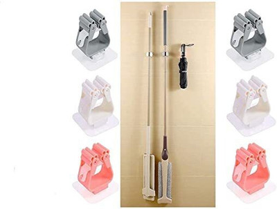 SHREEHARI Magic Sticker Self Adhesive Broom/Wiper/Mop HolderX6.17 Pack of 6 Pcs Hook 6(Pack of 1)