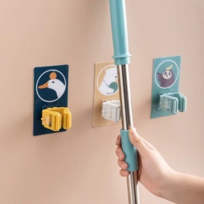 P s retail Multicolor Plastic Broom Holder(2 Holders)