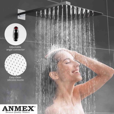 ANMEX 10x10 (10inch) UltraSlim Heavy Rain Shower Head with 24inch Arm Shower Head