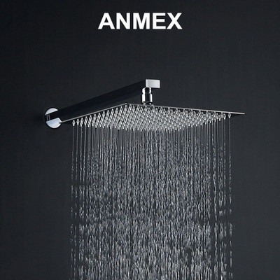 ANMEX 8x8 Ultra Slim Square Rain Shower Head with 15inch Arm Shower Head Shower Head Set(Stainless Steel)