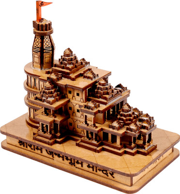 NAVYAKSH Shri Ram mandir Ayodhya 3D Wood.Decorative Showpiece/Temple Decorative Showpiece  -  10.5 cm(Wood, Brown)