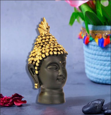 Nekko NEKKO Buddha Head Statue Item for Home Decor Living Room Table Decor Gift Medium Decorative Showpiece  -  13.7 cm(Resin, Black, Gold)