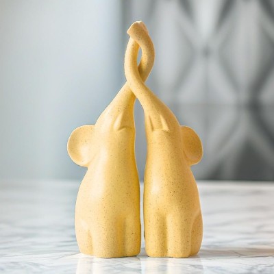 Miss Peach Resin Joint Elephant Showpiece For Home Decor Show pieces Gift Items living room Decorative Showpiece  -  24 cm(Polyresin, Beige)