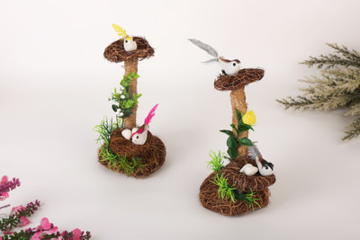 RAAVI Artificial Birds Nest Hanging Natural Grass Bird Home Decorative Showpiece Decorative Showpiece  -  6 cm(Jute, Multicolor)