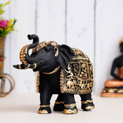 HOUSE OF COMMON Decorative Showpiece  -  18 cm(Polyresin, Black, Gold)