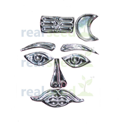 Real Seed Silver Shiv Shringar for 2-3 Inches Stone/Sphatik Shivling, Chart Size 5.5x4.5CM Decorative Showpiece  -  5.5 cm(Silver Plated, Silver)