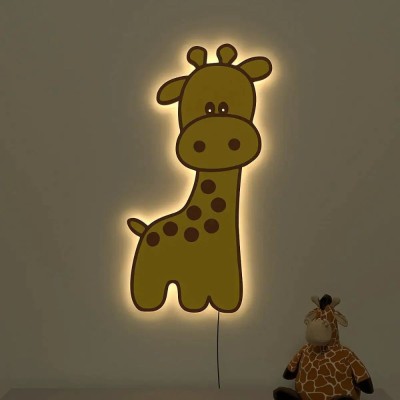 Dekorstation Baby Giraffe Wall Lamp Wooden Creative Wall Decorative Backlit Decorative Showpiece  -  61 cm(Wood, Yellow)