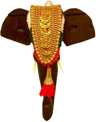 HOIVA (Pack of 1)20cm Wood Handmade Elephant Head Handicraft Nettipattam Decorative Showpiece  -  20 cm(Wood, Multicolor)