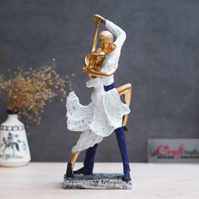 eCraftIndia Tango Dancing Couple Statue Human Figurines Decorative Showpiece Decorative Showpiece  -  38 cm(Polyresin, White)