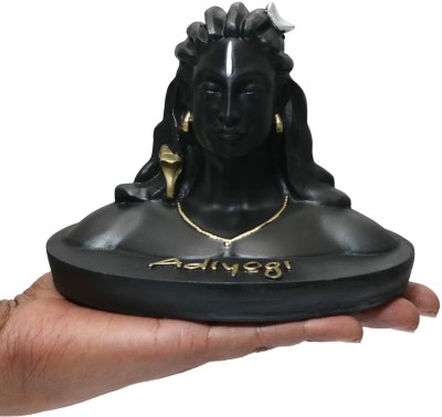 A & S VENTURES Adhi-Shankhra Meditating Adhiyogi Shiva Statue for Car Dash Board Pooja Gift Decorative Showpiece  -  10.2 cm(Polyresin, Black, Gold)