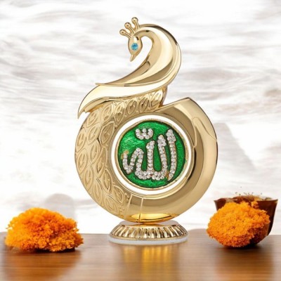 INTERNATIONAL GIFT Gold Plated Allah Symbol In Peacock Shaped | For Table, Car Dashboard Decorative Showpiece  -  12 cm(Metal, Gold)