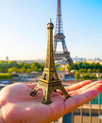 R M ENTERXX EIFEEL TOWER 13.5 Decorative Showpiece  -  13 cm(Brass, Gold)