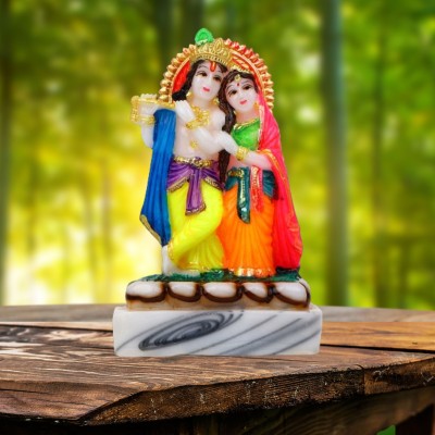 Awesome Craft Polyresin Lord Radha Krishna Statue Murlidhar Krishan Kanhiya Idol Decorative Showpiece  -  15 cm(Marble, Multicolor)