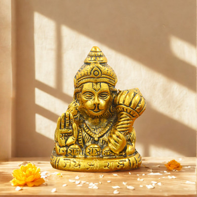 STARLIGHT Gold Plated Lord Hanuman Idol – Metal Murti for Pooja Decorative Showpiece  -  15.24 cm(Metal, Gold)