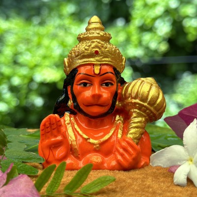 Gallery99 Gloss Finish Orange Hanuman Handpainted Idol Showpiece Decorative Showpiece  -  7 cm(Marble, Multicolor)