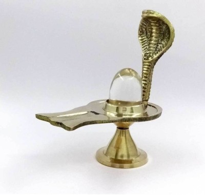 ADIYOGI 141.51 gms Big Shiva Shivling with Sphatik Lingam 161.25 ct. for Worship Decorative Showpiece  -  11 cm(Brass, Yellow)