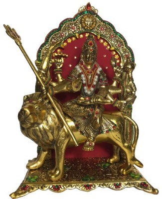 sakshi creations Goddess Maa Durga Idol white metal look like Brass Like for Navratri Durga Puja Decorative Showpiece  -  30 cm(Brass, Multicolor)