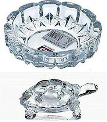 HSA Crystal Tortoise with Beautiful Plate/Holy Fengshui Vastu Set Decorative Showpiece  -  14 cm(Crystal, Clear)