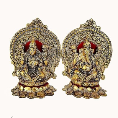 Rudraaksh craft Ganesha Lakshmi Statues Metal Lakshmi Idol/Statues for Diwali/Temple Pooja Decorative Showpiece  -  15 cm(Metal, Gold)