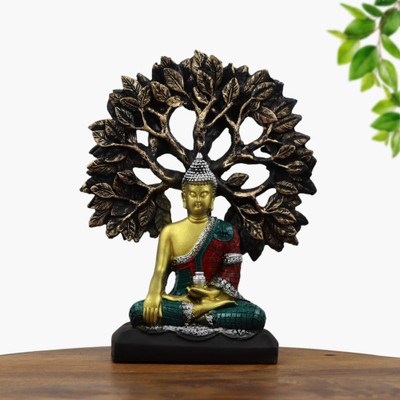 INTERNATIONAL GIFT Gautam Buddha Under Bodhi Tree – Symbol of Enlightenment Decorative Showpiece  -  25.4 cm(Polyresin, Multicolor)