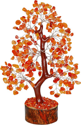 VIBESLE Carnelian Tree - Crystal Tree for Positive Energy, Feng Shui Tree Decorative Showpiece  -  25 cm(Stone, Red)