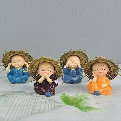 Manthan Baby Cap/Hat Monk Buddha Decorative Showpiece  -  5.5 cm(Polyresin, Multicolor)
